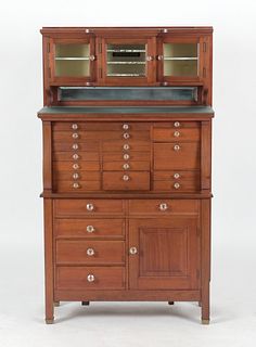 Antique Mahogany One-Part Dental Cabinet