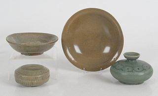 Four Pieces of Early Korean Celadon Pottery