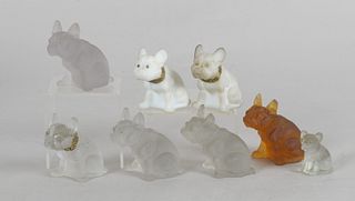 Eight Glass French Bulldogs, Attributed to Dorflinger