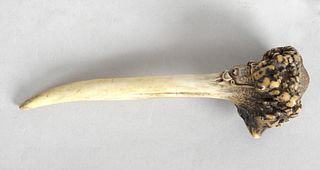 A Carved Antler Cane Handle