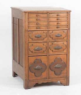 Large Fourteen-Drawer Softwood Country Store Cabinet