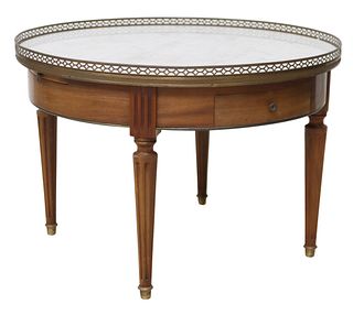 FRENCH LOUIS XVI STYLE MARBLE-TOP BOUILLOTTE-TYPE COFFEE TABLE