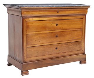 FRENCH LOUIS PHILIPPE MARBLE-TOP WALNUT COMMODE