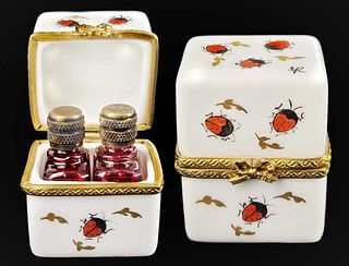 19th Century Limoges France Scented Perfume Porcelain Bottle
