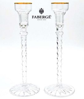 Pair Of Russian Faberge Imperial Crystal 'Michael Palace' Candlesticks
