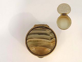 Silver Plated Gray Agate Stone Pill Box