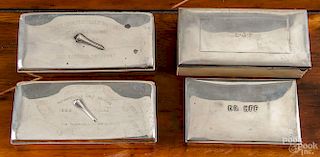 Four sterling silver dresser boxes, 20th c., all with cedar linings, the larger two by Poole