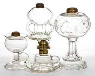 ASSORTED GLASS KEROSENE LAMPS, LOT OF FOUR