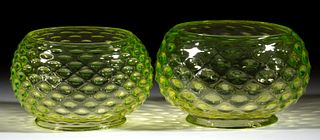 VICTORIAN DEW DROP GLASS LAMP SHADES, LOT OF TWO