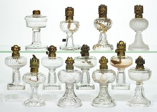 ASSORTED PATTERN MINIATURE STAND LAMPS, LOT OF 12