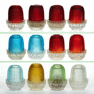 ASSORTED DIAMOND-PATTERNED PYRAMID-SIZED FAIRY LAMPS, LOT OF 12
