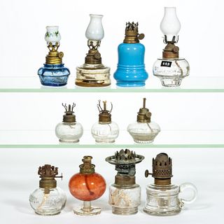 ASSORTED PATTERN MINIATURE LAMPS, LOT OF 11