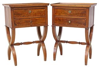 (2) FRENCH NEOCLASSICAL STYLE MAHOGANY NIGHTSTANDS