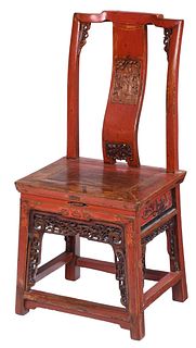 Chinese Red Lacquer "Wedding" Chair