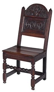 British William and Mary Carved Oak Side Chair