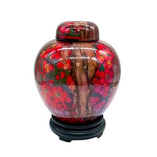 Royal Doulton Sung Ginger Jar by Harry Nixon, Red Flowers