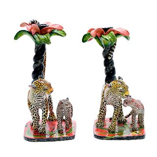 Leopard Candleholders Pair by Ardmore