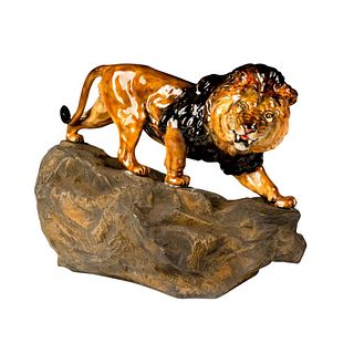 Royal Doulton Porcelain Sculpture, Lion on the Rock HN1119
