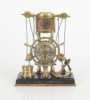 A French Ship-Motif Mantel Clock