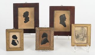 Four Scissor-Cut Silhouette Profile Portrait Miniatures