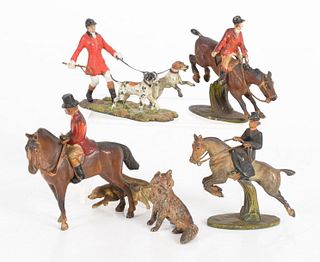 A Group of Austrian Cold Painted Bronze Miniatures, Hunting Theme