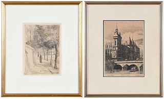 Two French Related Framed Prints, Meryon, Bracquemand