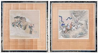 Two Chinese Framed Ink and Color Paintings