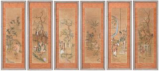 Six Framed Chinese Ink and Color Paintings