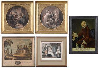 Miscellaneous Group of Five Framed Prints