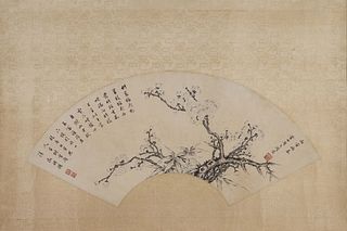 A Chinese flower-and-plant painting, Wen Zhengming mark,Ming Dynasty,China