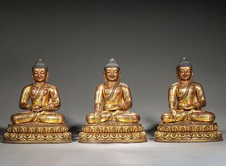 3 gilding copper buddha statues