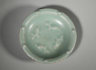 A fish patterned Longquan kiln porcelain plate,Song Dynasty,China