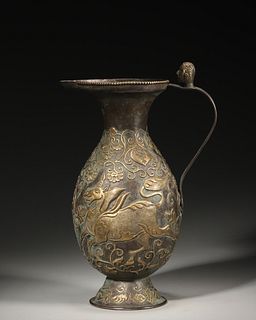 An unicorn patterned gilding silver basin,Liao Dynasty,China
