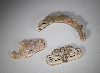 A group of dragon and phoenix shaped jade pendants,Han Dynasty,China