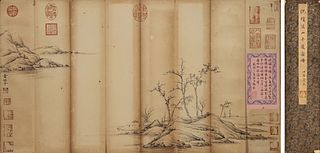 8 pages of Chinese landscape painting, Nizan mark,Yuan Dynasty,China