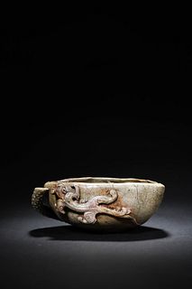 A chi dragon patterned jade cup,Ming Dynasty,China
