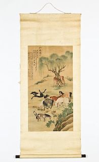Antique Chinese Hanging Landscape Scroll Painting
