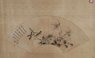 A Chinese flower-and-plant painting, Zhou Zhiyuan mark,Ming Dynasty,China