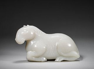 A jade carved horse ornament,Qing Dynasty,China