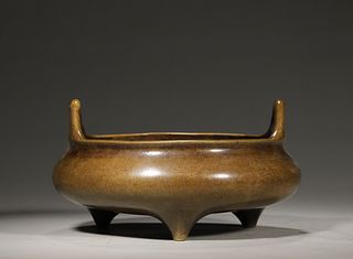 A double-eared copper censer,Qing Dynasty,China