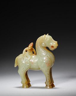 A horse shaped jade pendant,Han Dynasty,China