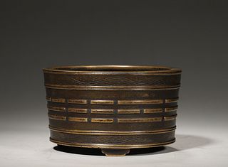 A bagua patterned copper censer,Qing Dynasty,China