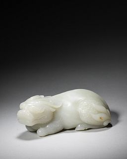 A jade carved qilin ornament,Qing Dynasty,China