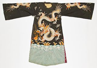 Chinese Silk Embroidered Dragon Robe
