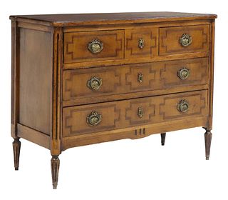 FRENCH NEOCLASSICAL STYLE INLAID PARQUETRY COMMODE