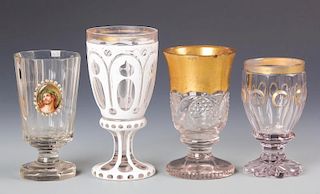 4 Austrian Biedermeier Style Cut Glass Goblets