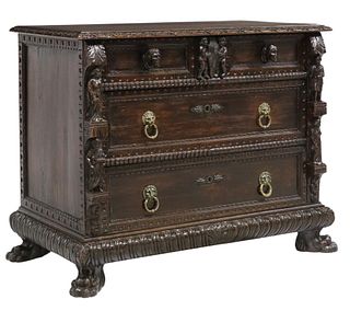 ITALIAN RENAISSANCE REVIVAL FIGURAL CARVED COMMODE