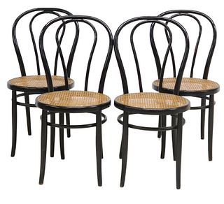 (4) MANNER OF THONET BENTWOOD & CANED BISTRO CHAIRS