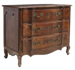FRENCH LOUIS XV STYLE WALNUT THREE-DRAWER COMMODE, 18TH/ 19TH C.