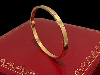 Cartier Love Bracelet 18K Rose Gold Small Model & 10 Diamonds Size 16